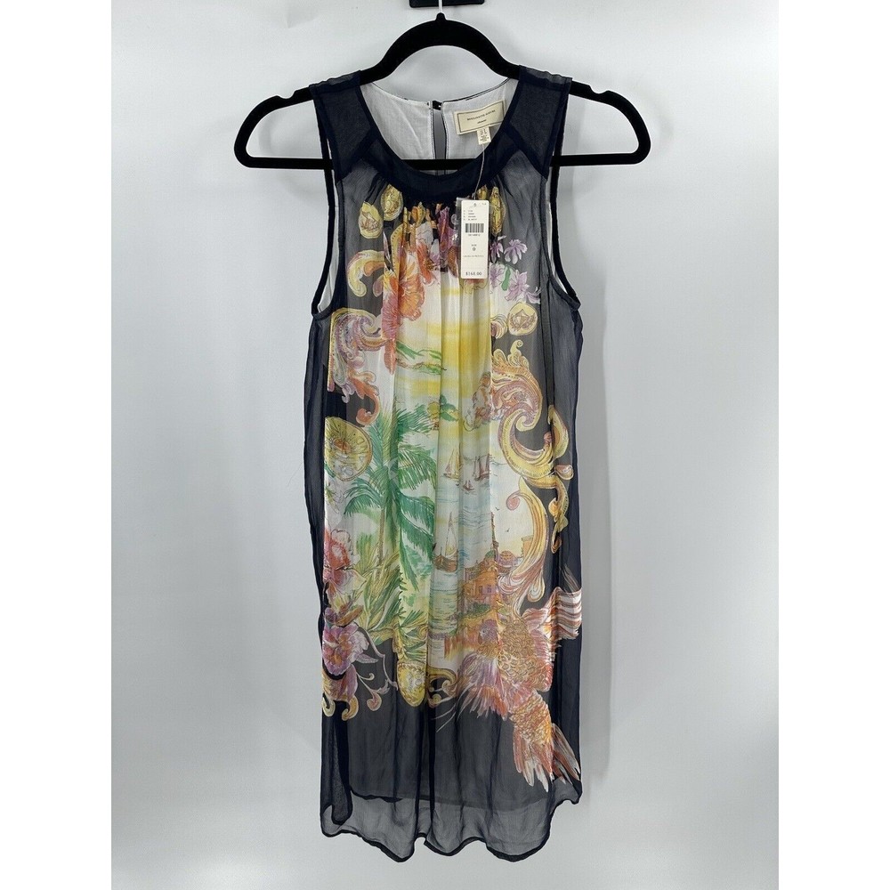 Moulinette Soeurs Dress Womens 0 Black Varese Sleeveless Chiffon Lined Atrsy